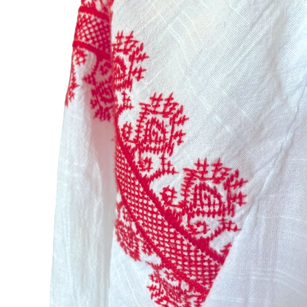 J.Crew Boho Embroidered Red Tassel Romper Cotton - image 6